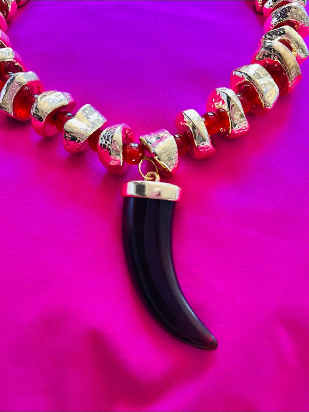 ZARA GOLD HORN CHUNKY  STATEMENT NECKLACE